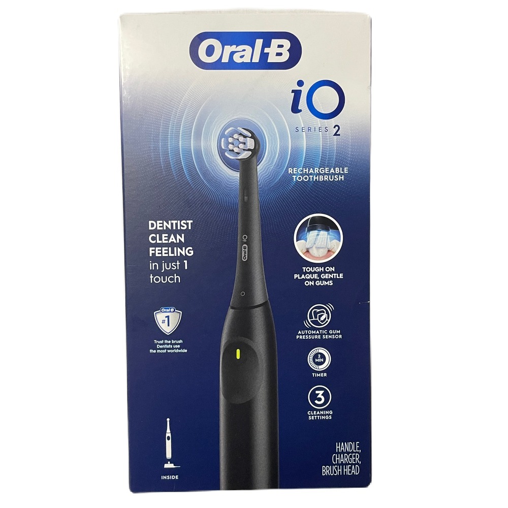 Oral-B iO Series 2 Rechargeable Toothbrush Unisex OS Black New Pressure Sensor